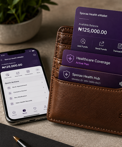 SPORAA digital health wallet displayed on mobile devices