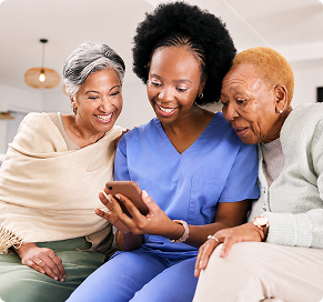 Healthcare professional supporting elderly patients