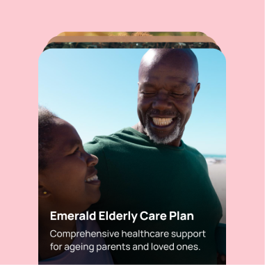Emerald elderly healthcare plan displayed on a mobile screen